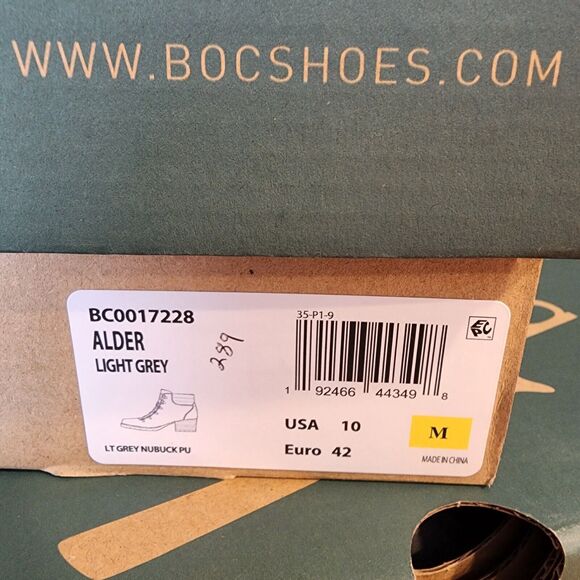 Boc Alder Comfort Bootie Size 10 M Light Gray Faux Leather Block Heels Lace Up - Picture 13 of 13